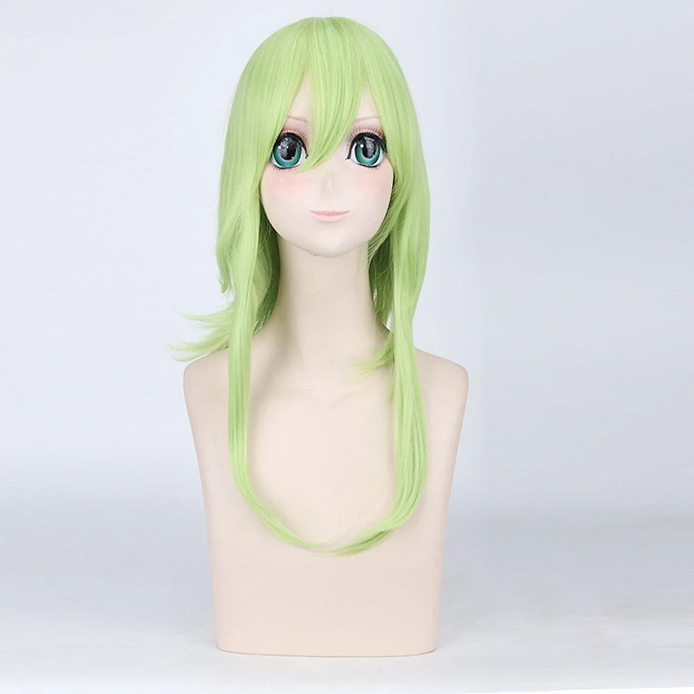 

2019 Women VOCALOID GUMI Cosplay Wig Green Heat Resistant Synthetic Hair Medium Length Straight Costume Wigs Free Shipping