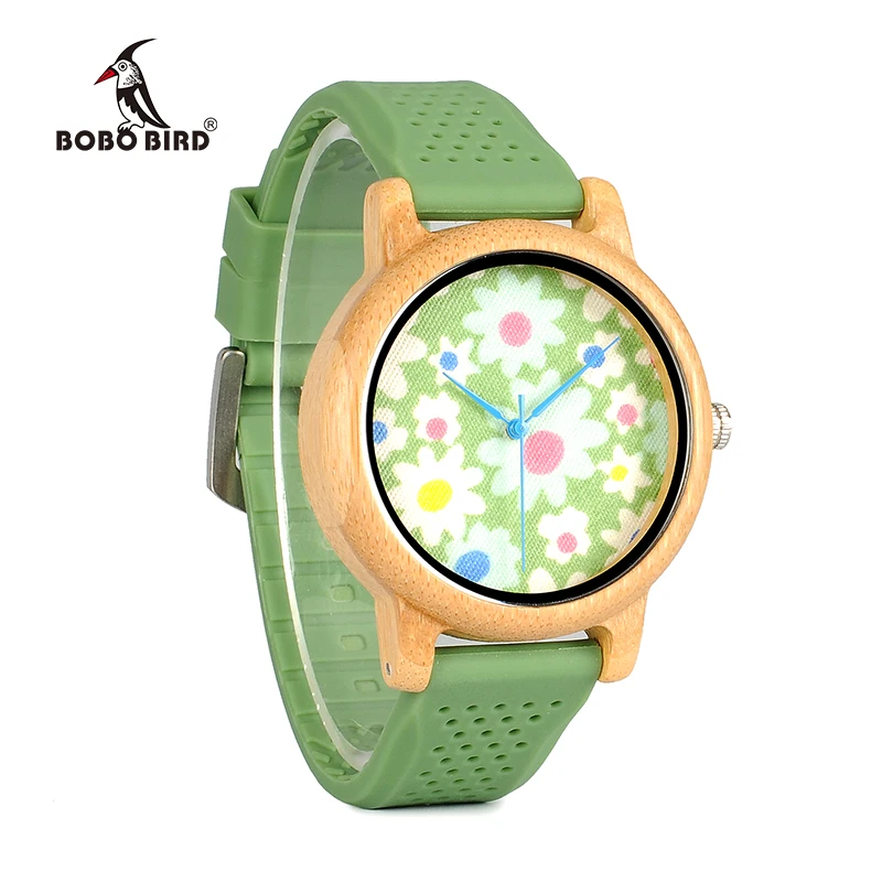 BOBO BIRD WB04 модные повседневные бамбуковые часы с тканевым циферблатом женские