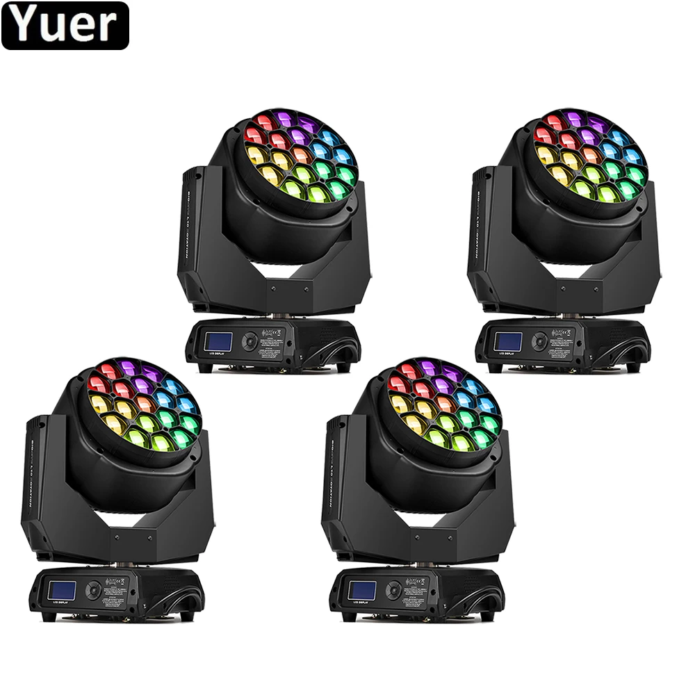 Goedkoop 4 Stks/partij Professionele Muziek Licht 19X15W Rgbw Bijen Ogen Grote Ogen Moving Head Met Zoom Rotating Dj Party Nachtclub Podium Verlichting