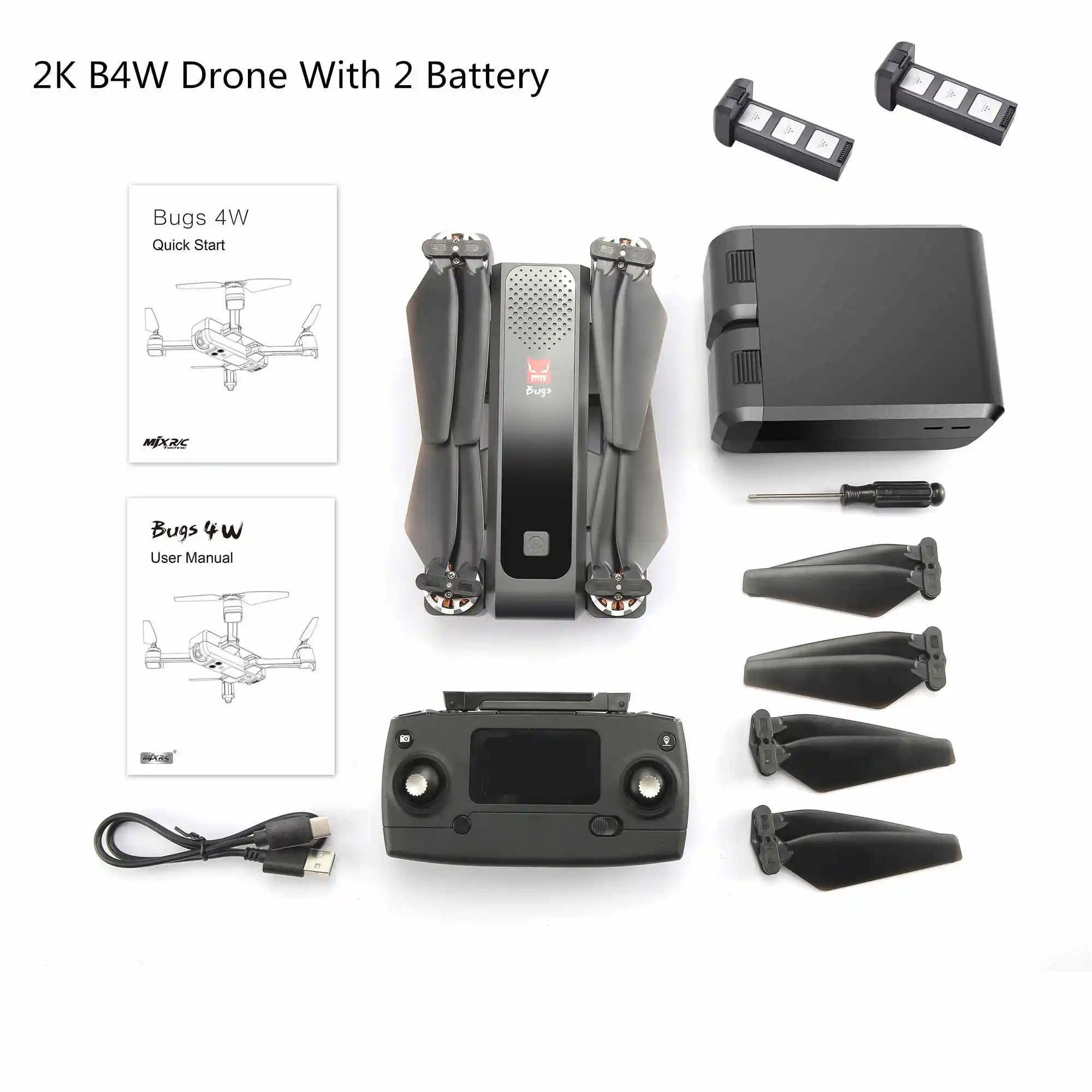 Black-2battery MJX Bugs 4 W B4W 5G gps бесщеточный складной Дрон с Wi-Fi FPV 2K HD камерой с защитой от тряски 1,6 км 25 минут оптический поток RC Квадрокоптер - Цвет: Black-2battery