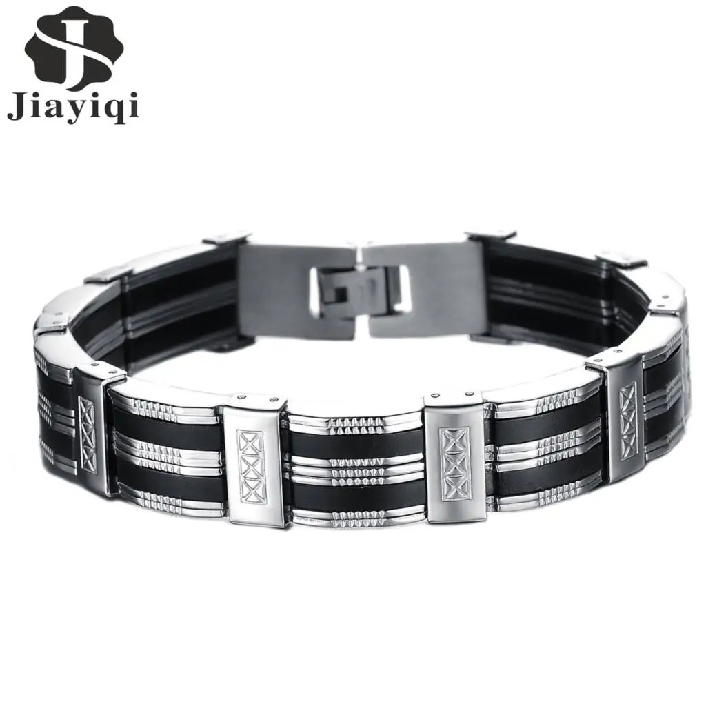 Мужской браслет Jiayiqi из нержавеющей стали в стиле панк|male accessories|steel braceletsilicone bracelet