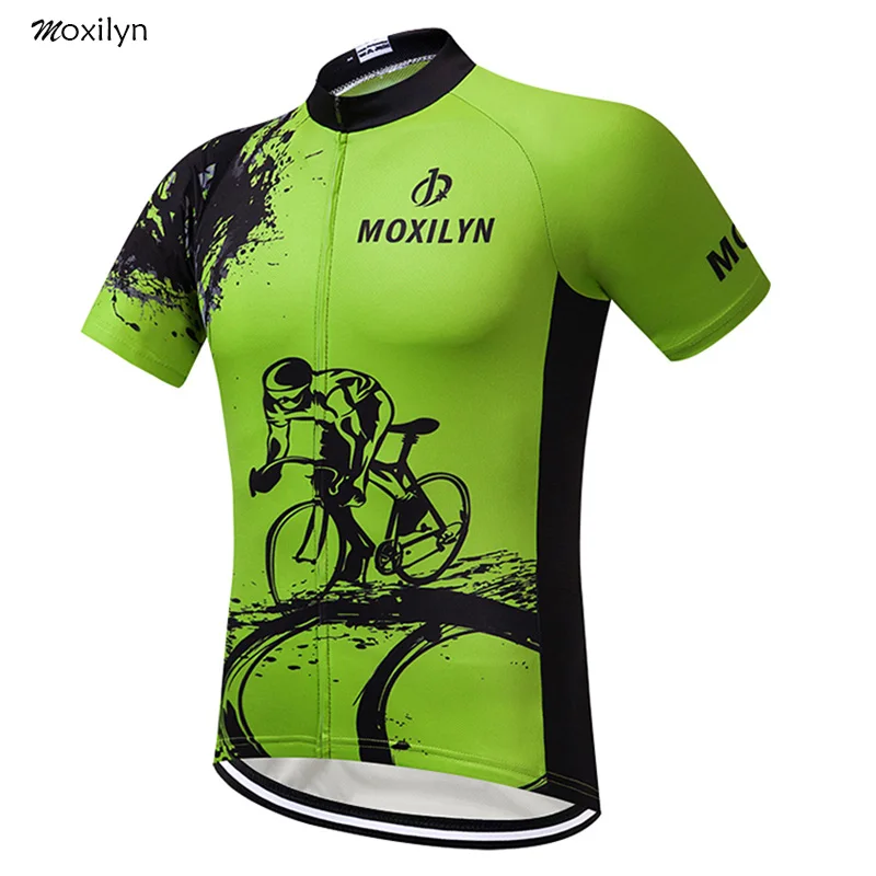 Green Moxilyn,, унисекс, желтый, зеленый, красный, белый, 4 цвета, топы для велоспорта, короткий рукав, одежда для велоспорта, Летний стиль, MTB, Джерси, рубашка - Цвет: Green