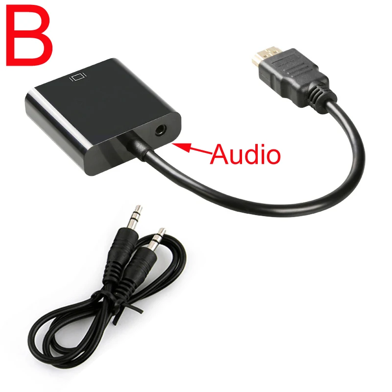 10 шт./лот HDMI в VGA адаптер конвертер 1080P цифровой аналоговый видео аудио для ПК