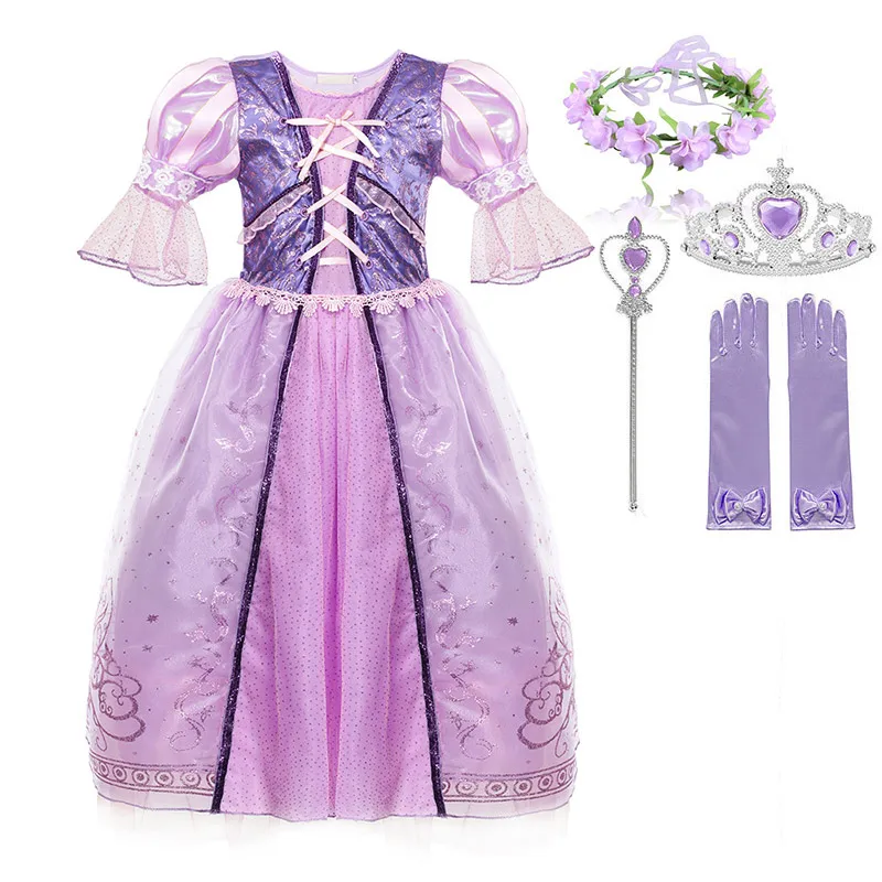 Dress Set 3 Детское винтажное платье принцессы; костюм Рапунцель в стиле аниме; вечерние платья в стиле ретро для девочек; одежда для костюмированной вечеринки на Хэллоуин - Цвет: Dress Set 3
