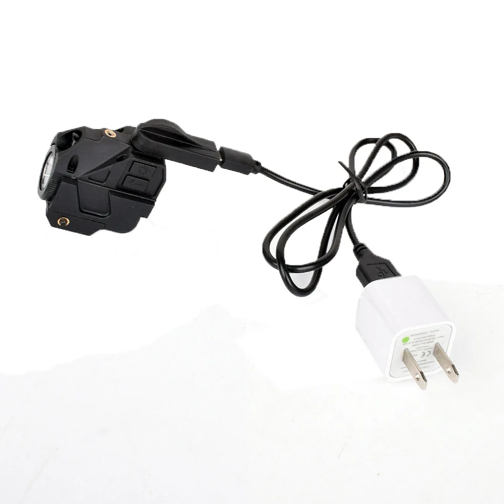 Перезаряжаемый Тактический полукомпактный зеленый лазер 220 нм + светодиодный