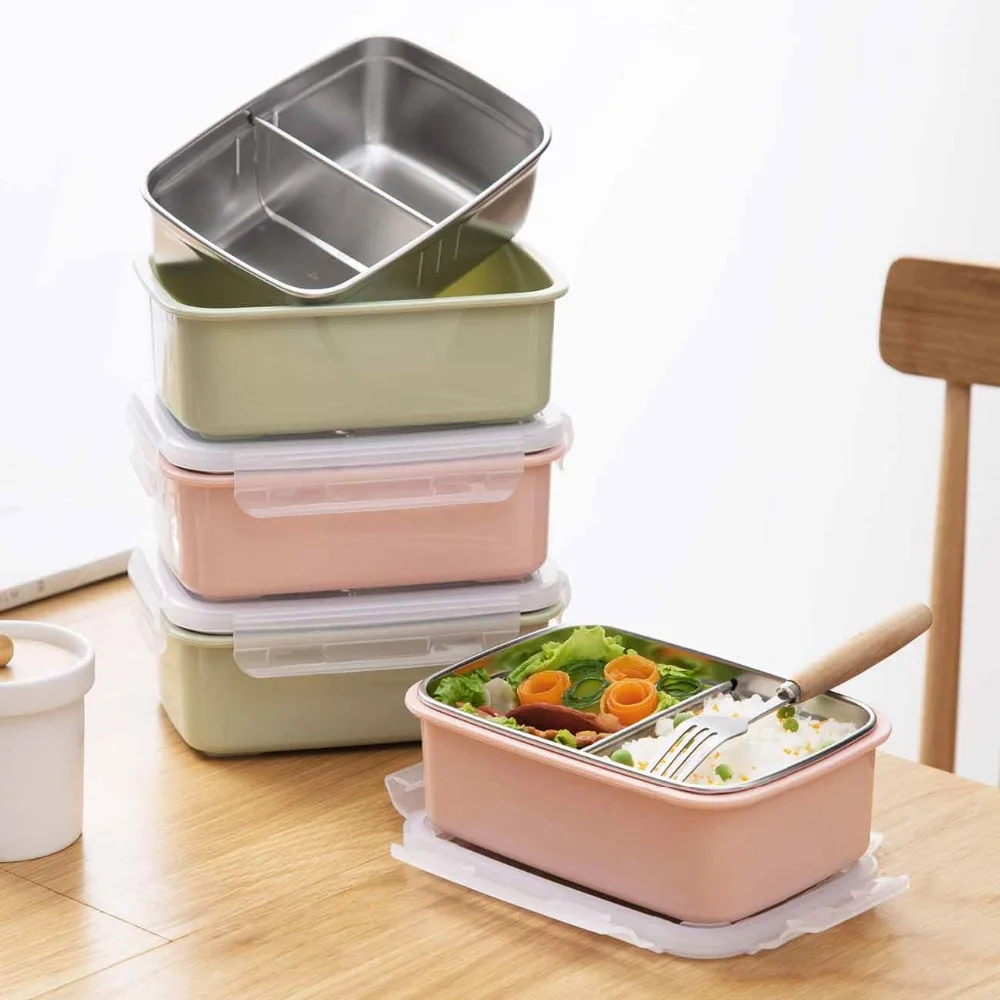 

OTHERHOUSE Lunch Box Microwave Dinnerware Leakproof Bento Box Food Container Fruit Storage Boxes Case 304 Stainless Steel Kids