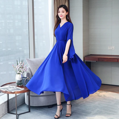 Богемное летнее макси пляжное платье женское модное тонкое шифоновое с