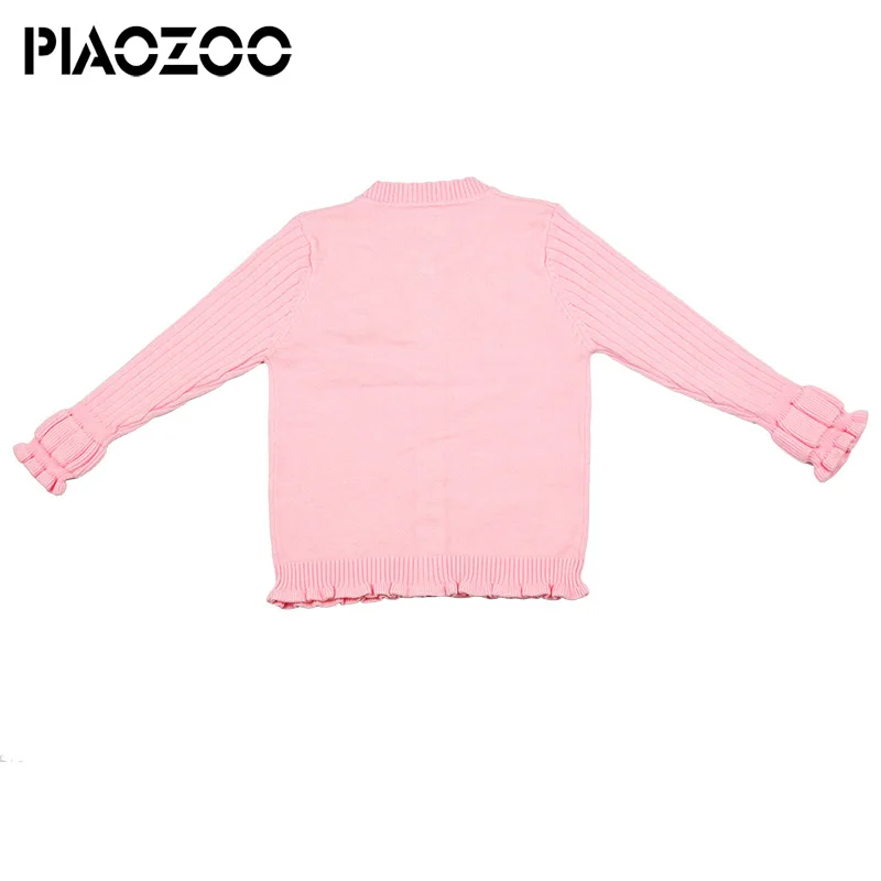 Осень 2018 Свитера для девочек кардиган с оборками одежда однотонные свитера
