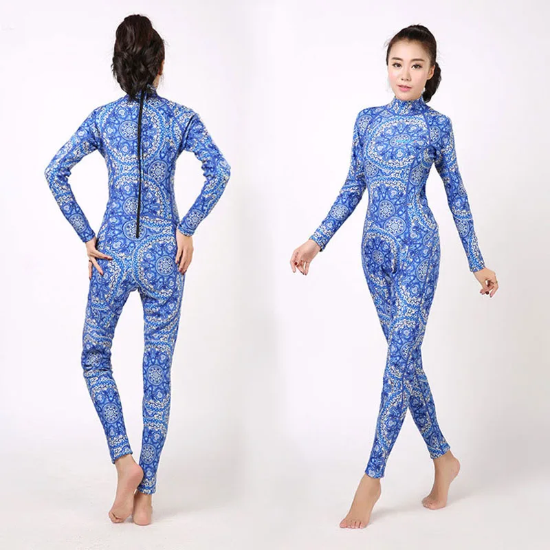 Женский неопреновый гидрокостюм с длинным рукавом и цветочным принтом 3 мм|women full