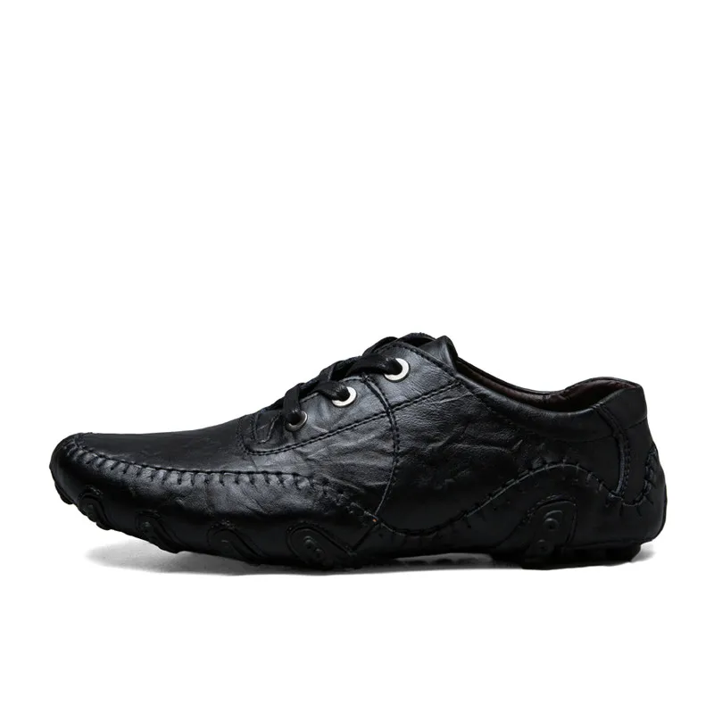 High Quality Men Casual Shoes Winter Leather Mens Loafers Comfortable Lace Up Flat Driving Plus Size 38-48 | Обувь