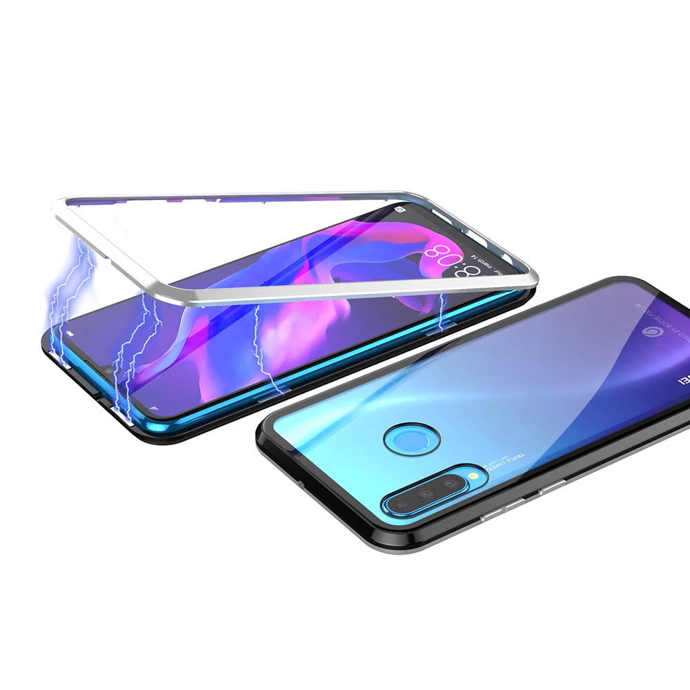 Роскошный магнитный металлический бампер чехол для huawei P30 Pro чехол 360 прозрачное стекло полный корпус чехол для телефона для huawei P30 P30 lite