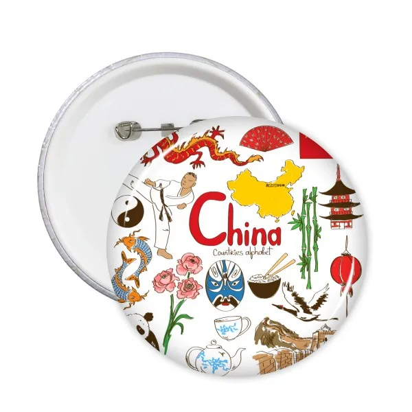 Китай Искусство знаковая иллюстрация одежда рюкзак Декоративные значки