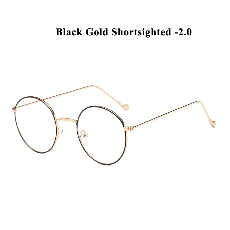 B gold myopia 2.0 Zilead, металлические круглые очки для близорукости, для женщин и мужчин, сверхлегкие, по рецепту, близорукие очки, очки унисекс - Цвет оправы: B gold myopia 2.0