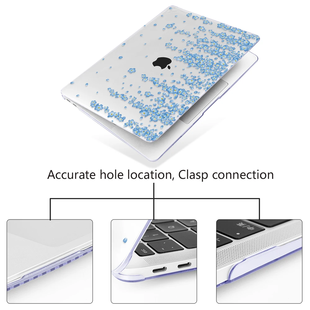 Flowers Laptop Case for Apple MacBook Pro Air Retina 11 12 13 15 Inch Touch bar Hard Cover Shell Sleeve with Free Gift