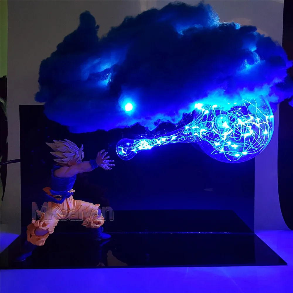 Dragon Ball Figura Action Goku Led Blue Cloud Lampara DIY дисплей игрушка Z Super Saiyan Kamehameha модель|Игровые