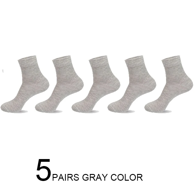 5 pairs gray 10 пар/лот, хлопковые носки для мужчин, черные, деловые, теплые, дышащие, дезодорирующие, мужские носки, Meias, подарок, плюс size42-45, новинка - Цвет: 5 pairs gray