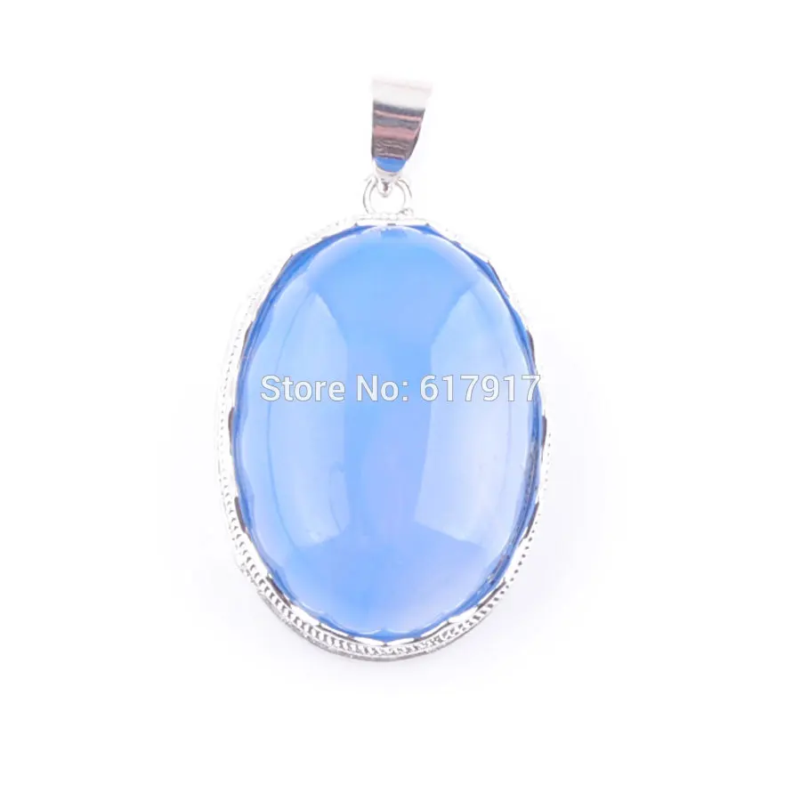 blue Agate Pendant RONGZUAN прекрасный натуральный розовый Quartzs бирюза Агаты Jaspers камень яйцо форма бисера кулон цепочки и ожерелья цепи для женщин ювелирные изделия TBN376 - Окраска металла: blue Agate Pendant