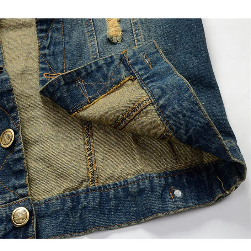 Жилет FALIZA мужской рваный джинсовый модная уличная одежда повседневная брендовая