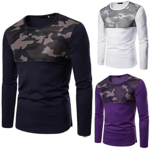 Футболка 2018 новая брендовая мужская повседневная облегающая Осенняя футболка с