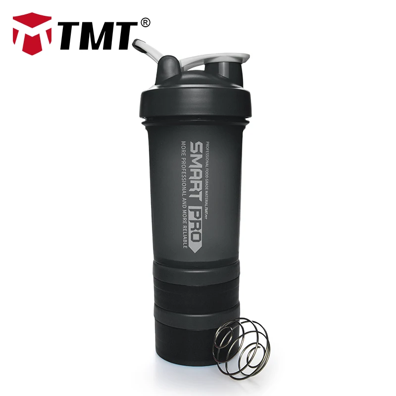 Black TMT тренажерный зал Спортивная бутылка для воды PP протеиновый порошок коробка фитнес смешанный 316 шейкер портативная большая бутылочка No-BPA наружные аксессуары - Цвет: Black