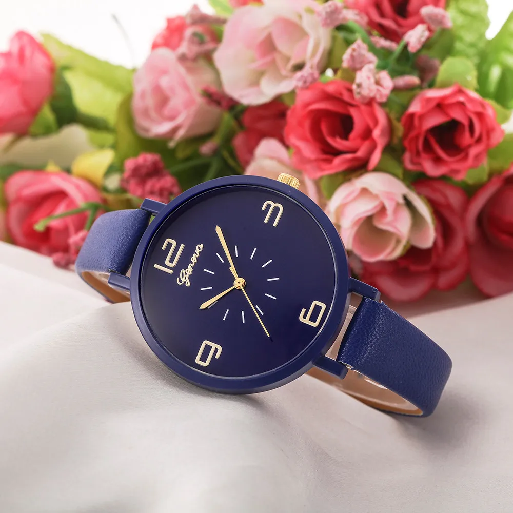Montres Для женщин часы Женева часы Малый из искусственной кожи кварцевые аналоговые женские наручные часы браслет Наручные часы, горячая Распродажа relogio feminino