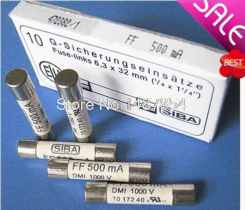 

5pcs/Lot 6mm x 32mm FF 500mA 1000V SIBA Ceramic Fuse 6 x 32mm Brand New