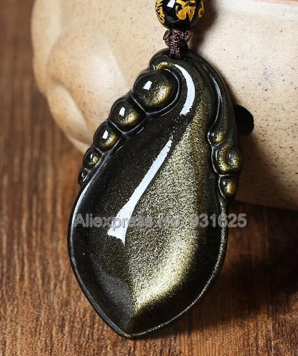 Красивый натуральный Золотой обсидиан ручной работы китайские счастливые бусы