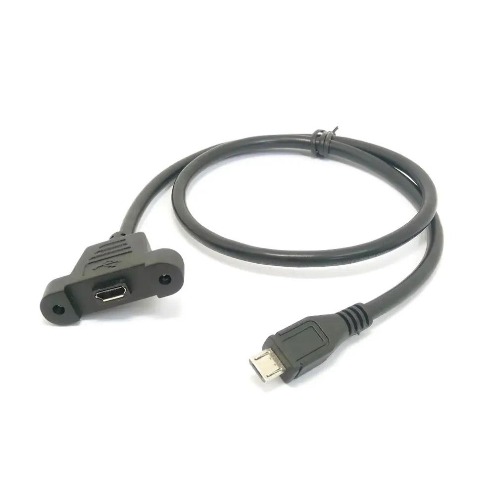 100 шт./лот Панельное крепление с винтовым замком Micro USB 2 0 Тип B удлинитель для
