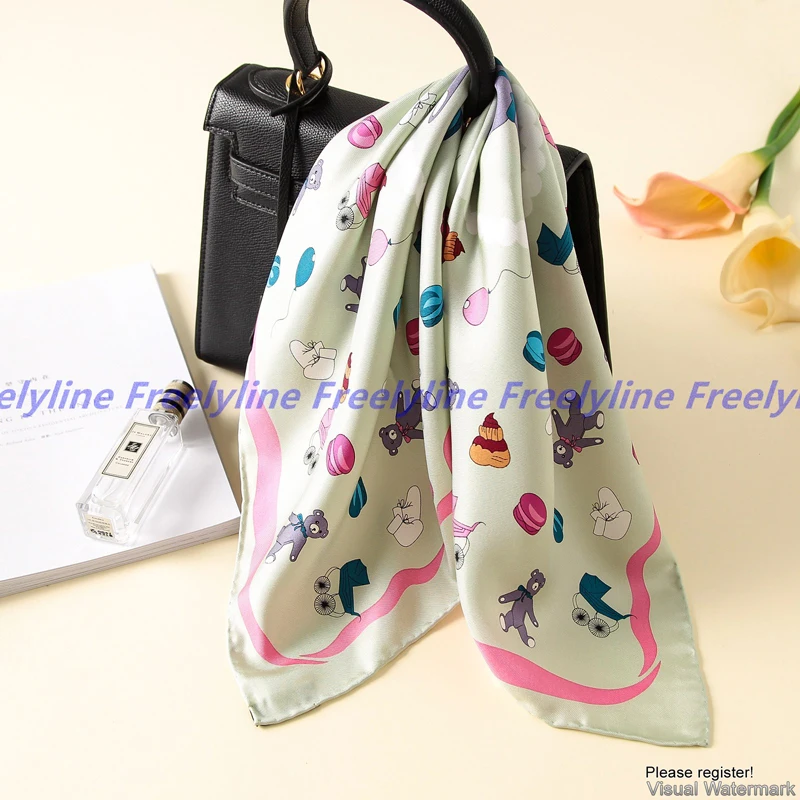 Милый Печатный Бандана Шарф маленький квадратный шелковый шарф шейный платок 100%