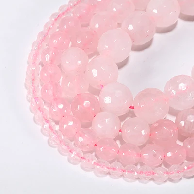 pink beads 4/6/8/10 мм Ограненный Природный Камень Бисер для рукоделия Круглые бусины для самостоятельного изготовления ювелирных изделий браслет Цепочки и ожерелья Аксессуары - Цвет: pink beads