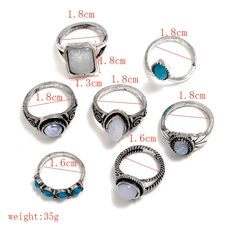 7 шт./лот кольцо на костяшках в стиле барокко для женщин кольца средней длины