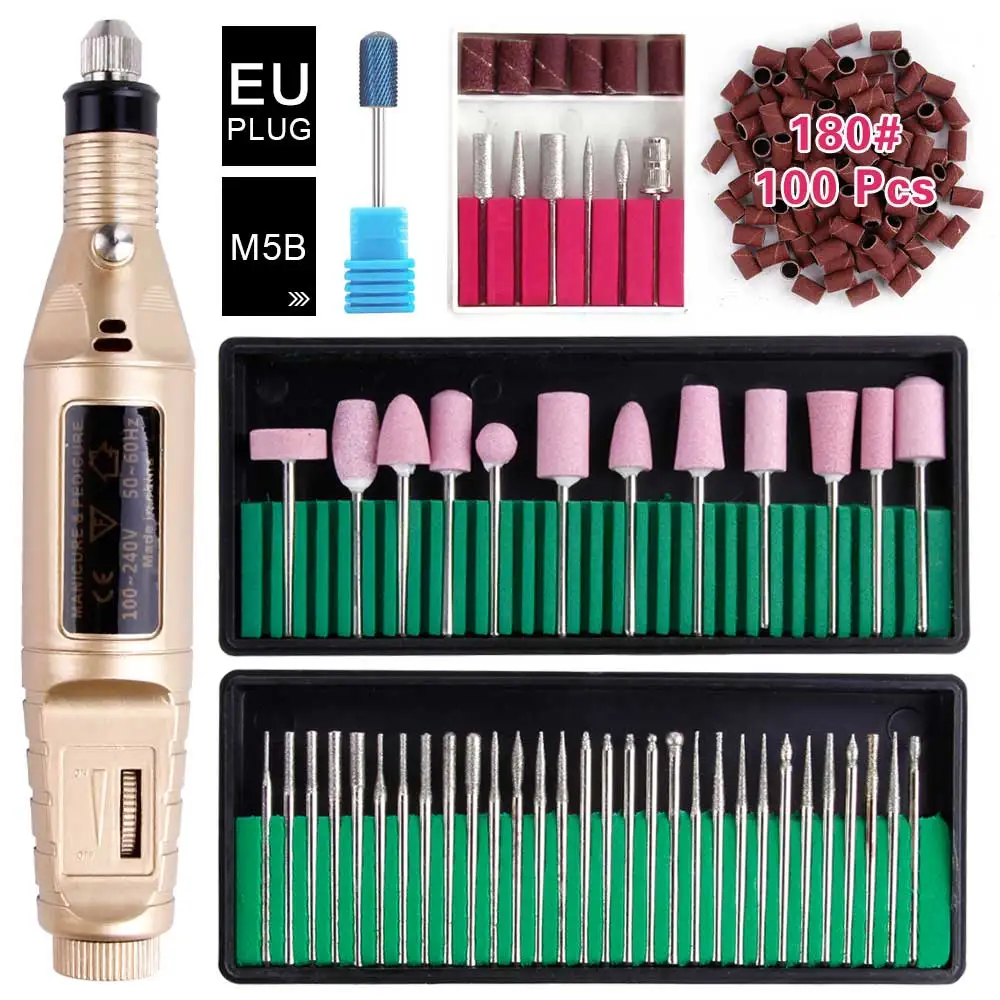 Pen Set F 180M5B EU Электрические фрезерные станки аппарат для маникюра керамика резак карбида ногтей сверла для снятия лака Diamond кутикулы резаки sim карт - Цвет: Pen Set F 180M5B EU