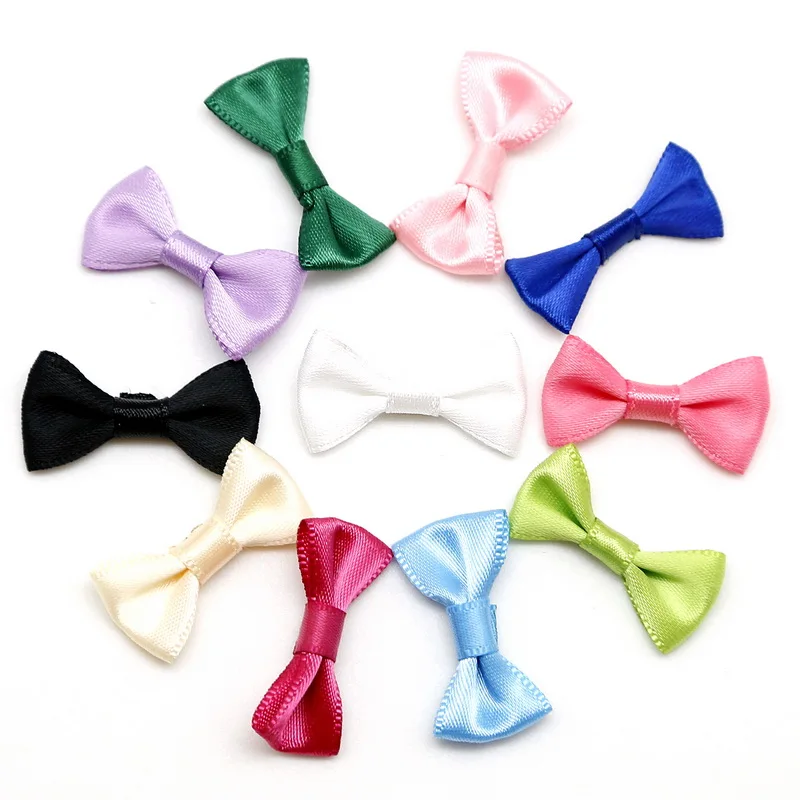 25Pcs 3*1.5cm Mini Satin Ribbon Bowknot Hair Clips Applique DIY Craft Grosgrain Bow Tie Scrapbooking Wedding Decoration | Дом и сад