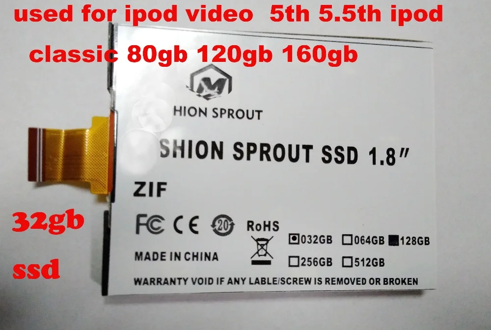 Новый SSD для iPod Classic VIDEO 32 ГБ твердотельный накопитель 1 8 дюйма ce/zif замена mk3008gal