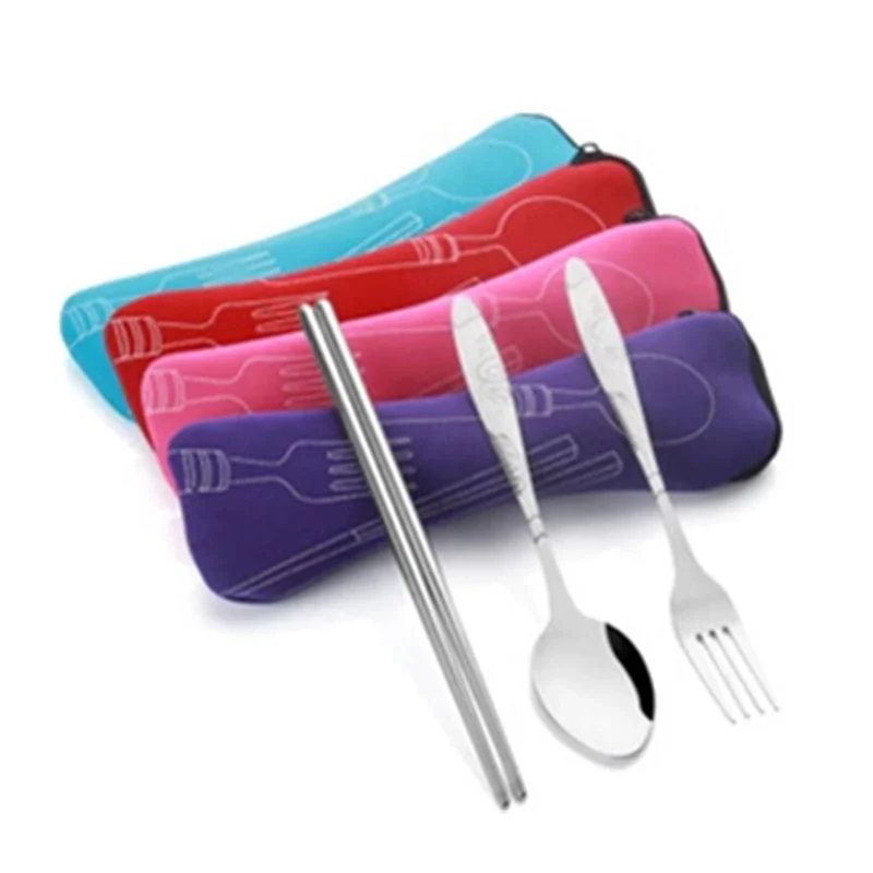 3 шт./компл. набор посуды из нержавеющей стали для пикника и походов портативная