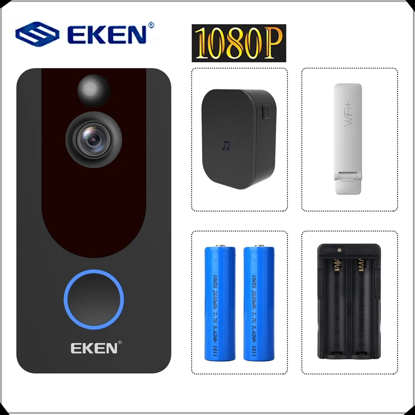Eken V7 1080P смарт WiFi видео дверной звонок камера визуальный домофон с колокольчиком IP дверной звонок беспроводная домашняя камера безопасности