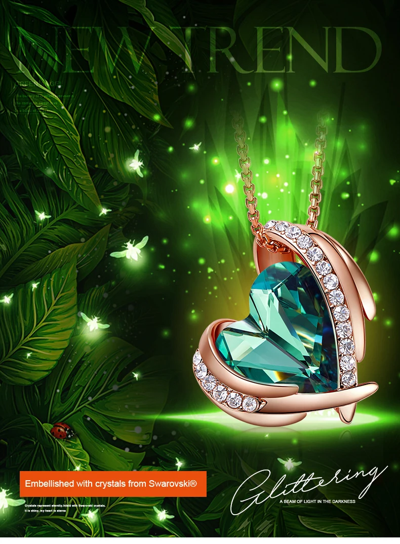 CDE женское золотое ожерелье с подвеской, украшенное кристаллами Swarovski, крылья ангела, сердце, ожерелье, ювелирные изделия, подарки