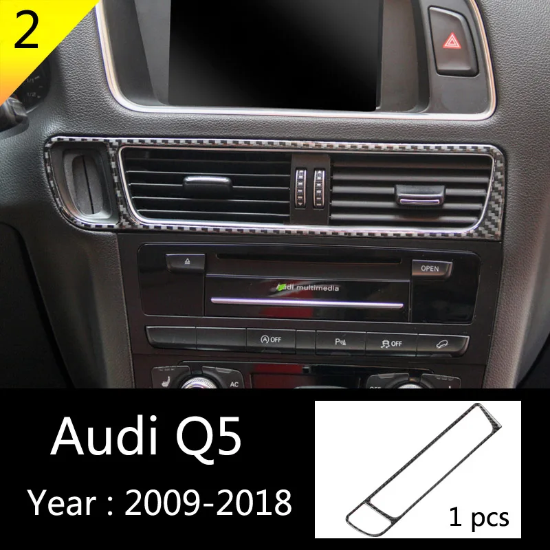 2 Для Audi A4 B8 A5 Q5 углеродного волокна интерьер Управление компакт-дисков Панель накладка на выходное отверстие Авто Кондиционера отделка каркаса аксессуары - Название цвета: 2