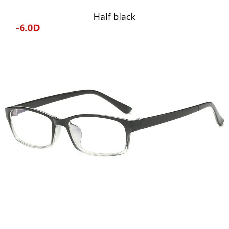 Anti-Blu-Ray Anti-Radiation Finished Glasses-0.5 to-6.0 Men's And Women's Spectacle Frames With Diopter - Цвет оправы: Halfblack Myopia-600