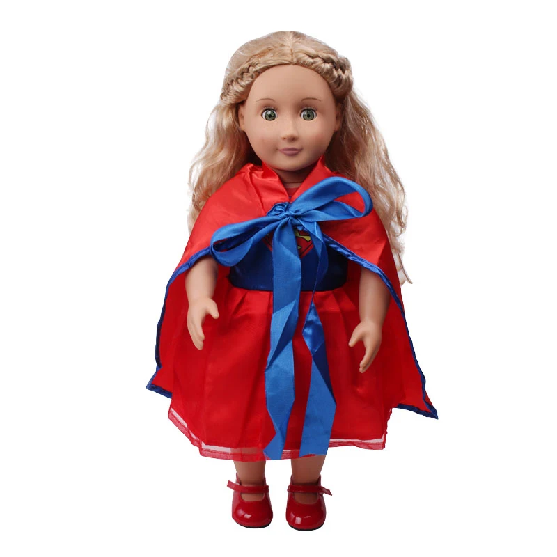 Superman 18 дюймов, с круглым вырезом, для девочек одежда суда костюм колдуньи чехлы-накладки "Принцесса", "Белоснежка", платье принцессы Анны Американский новорожденных юбка Детские игрушки подходит 43 см для ухода за ребенком для мам малышей c76 - Цвет: Superman