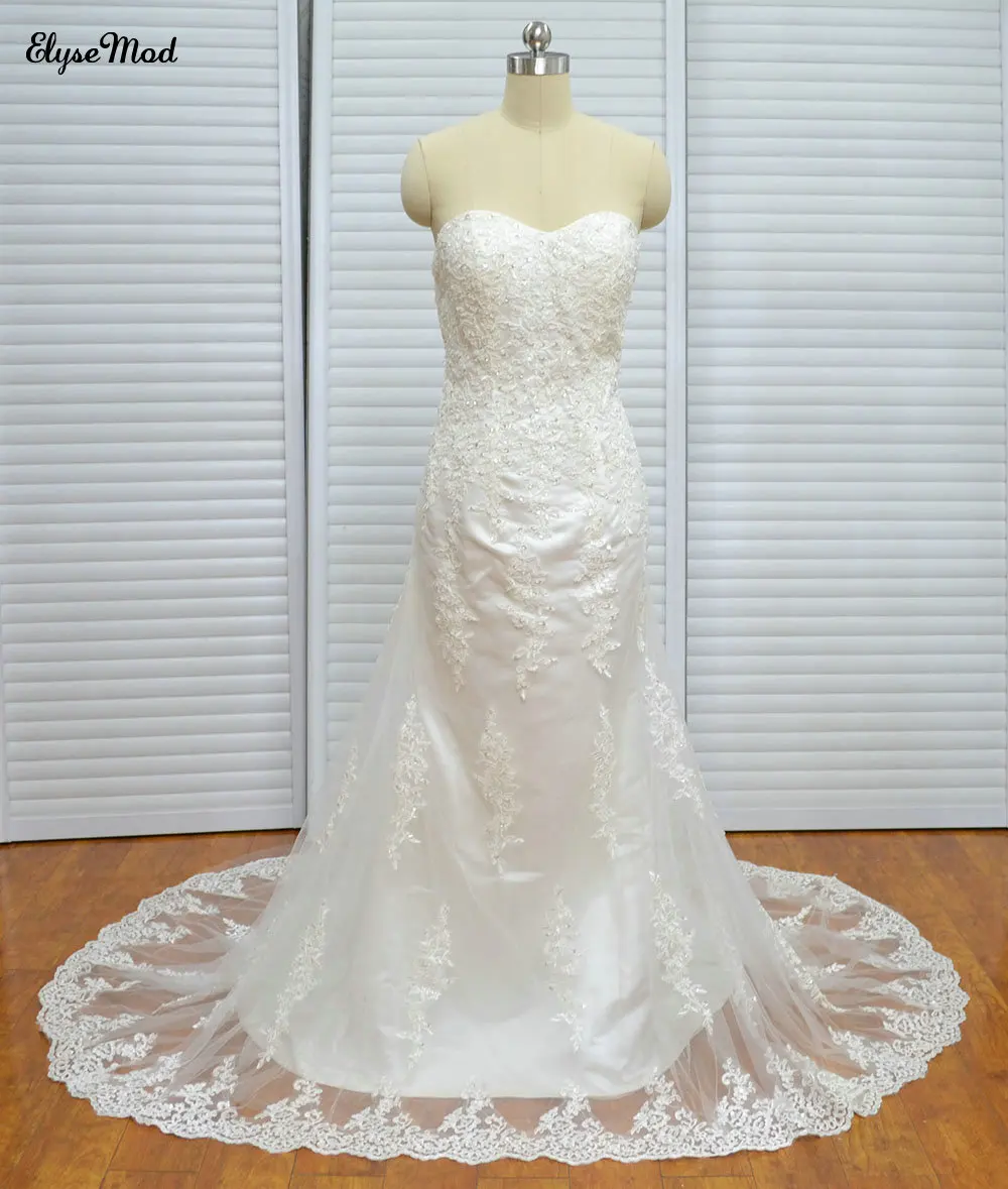 

Wedding Dress 2021 Vintage Mermaid Lace Appliques Robe de Mariage Sexy Back Bride Dresses Bridal Gown