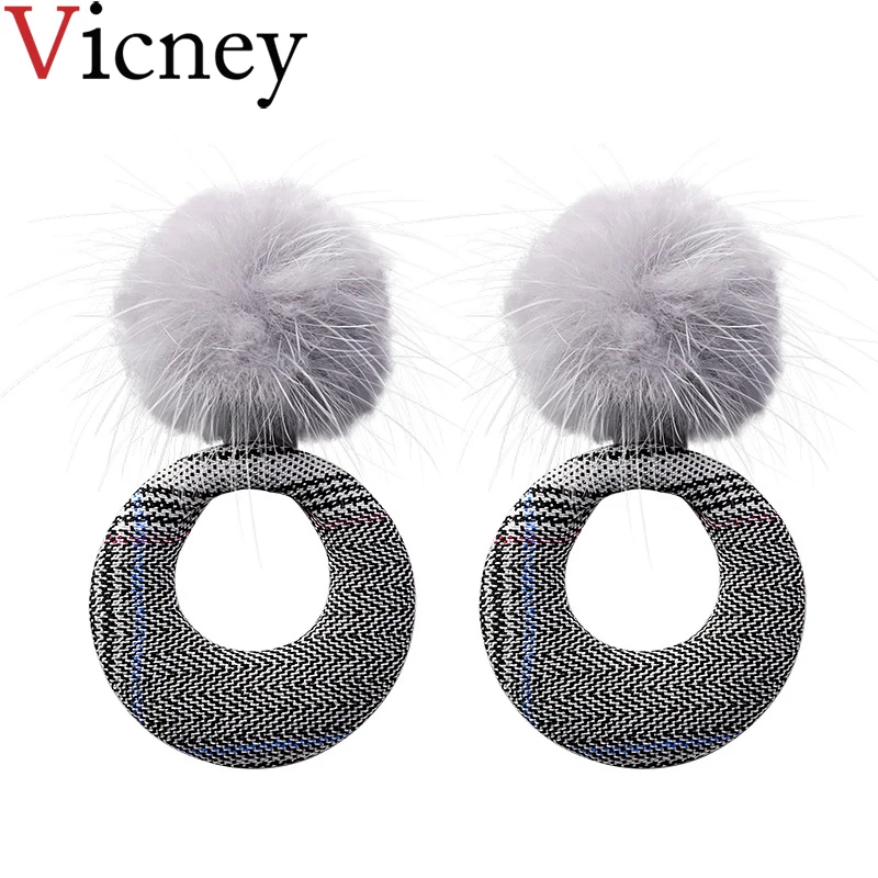 Vicney/Новинка модное кольцо в клетку с водной норкой геометрические серьги сезон
