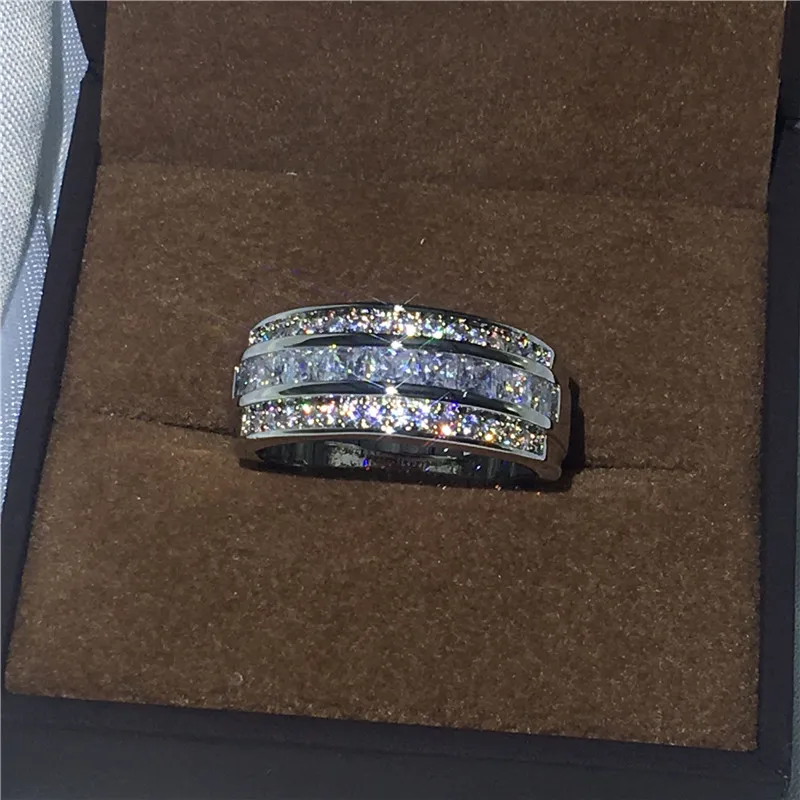 Мужское кольцо с фианитом 3 мм 5 А белым золотом|wedding band ring|band ringring for |