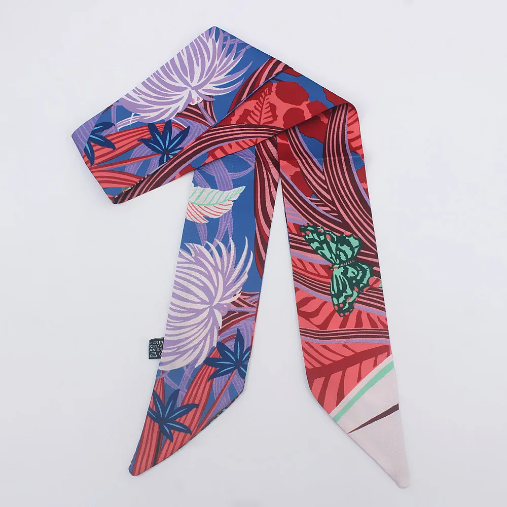 Роскошные шелковые маленькие женские головные платки для волос с ручкой в виде тропического дождевого леса и украшением на рукоятке.