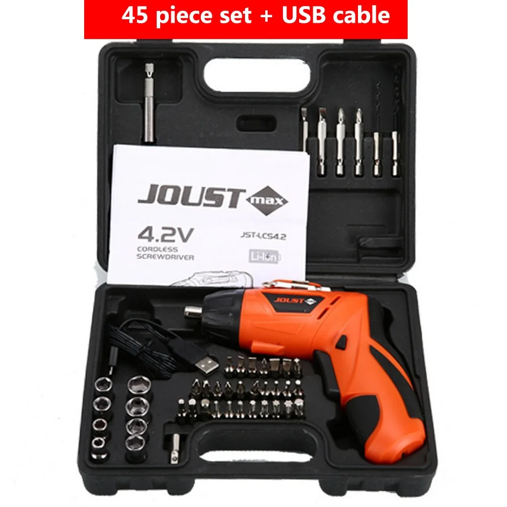 45 шт. аккумуляторная электрическая отвертка инструмент с литиевой батареей два