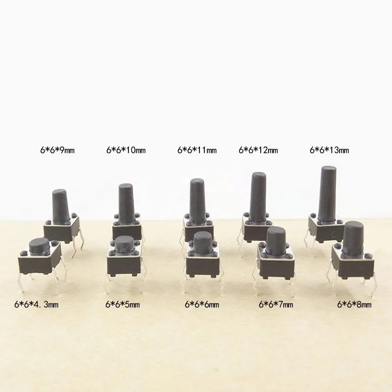 100 шт./лот мини микро мгновенный Тактильный кнопочный переключатель 6*6*5 мм 4