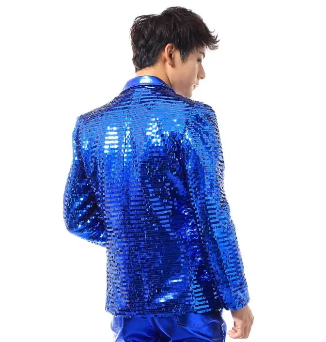 Blue men suits designs masculino homme terno stage costumes for singers men sequin blazer dance clothes jacket star style dress