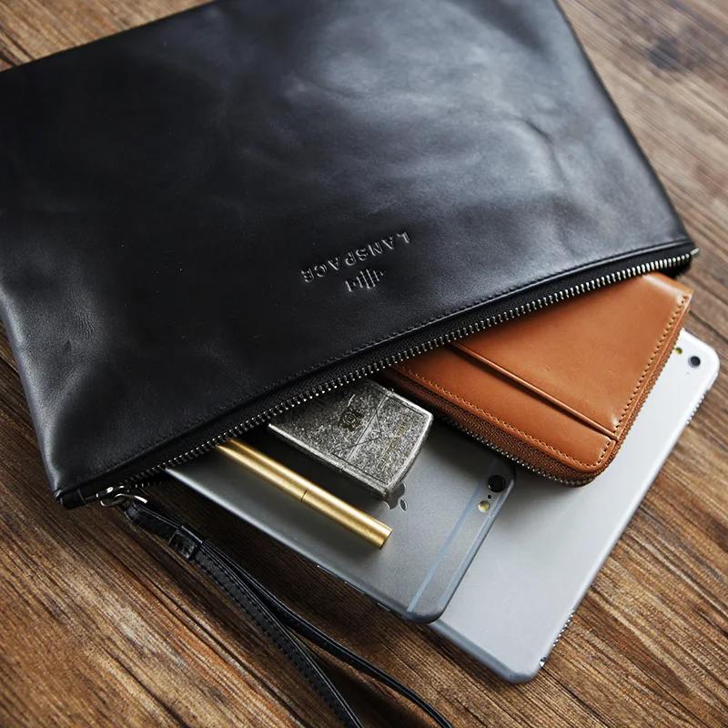 LANSPACE кожаная мужская сумка брендовые кошельки держатели модная для ipad|brands leather man