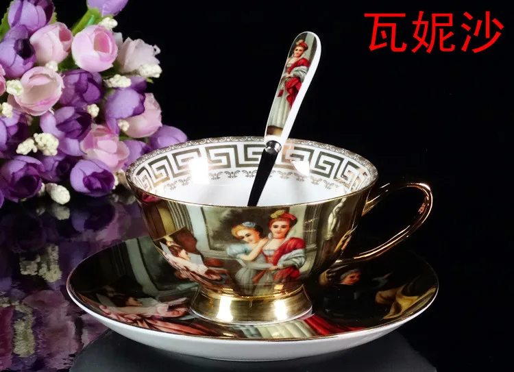 Retro Palace European bone china coffee cup saucer high-grade British ceramic cup afternoon tea mug saucer set Queen's Cup CL092