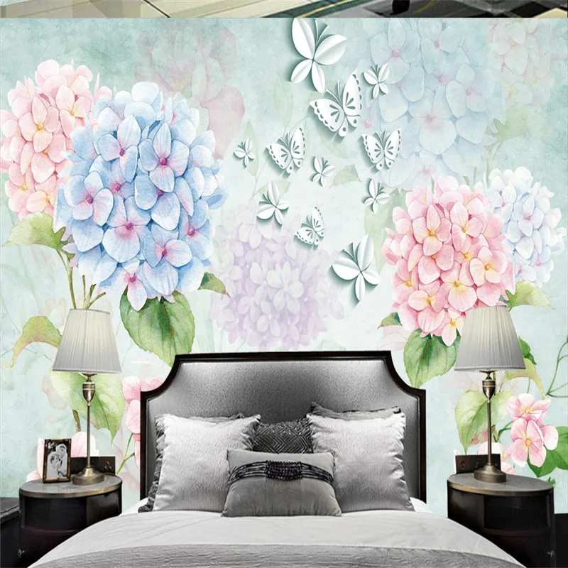 Пользовательские фото обои для стен 3D синие цветы настенные бумаги современная